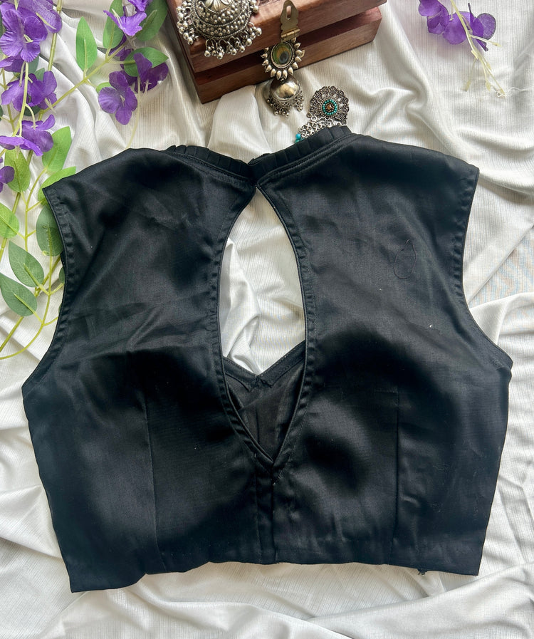 Black Cotton Designer Blouse