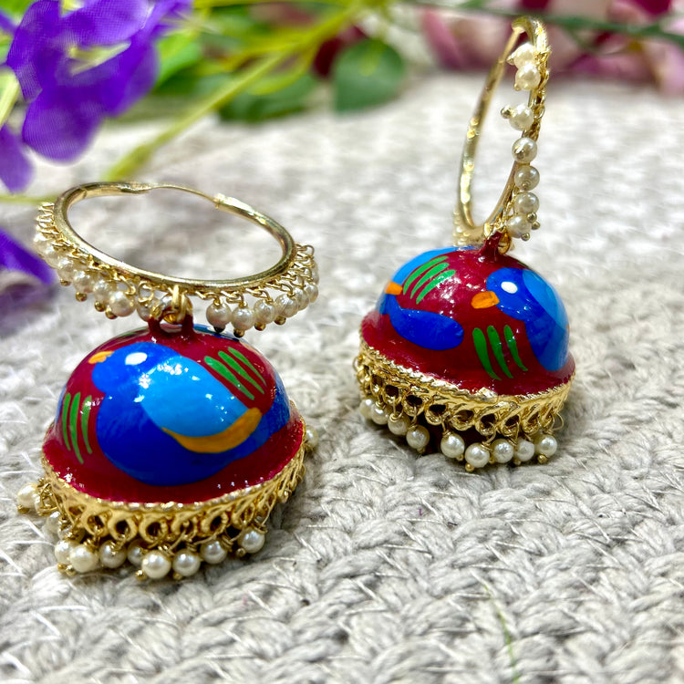 Maroon Hand Painted Jhumka