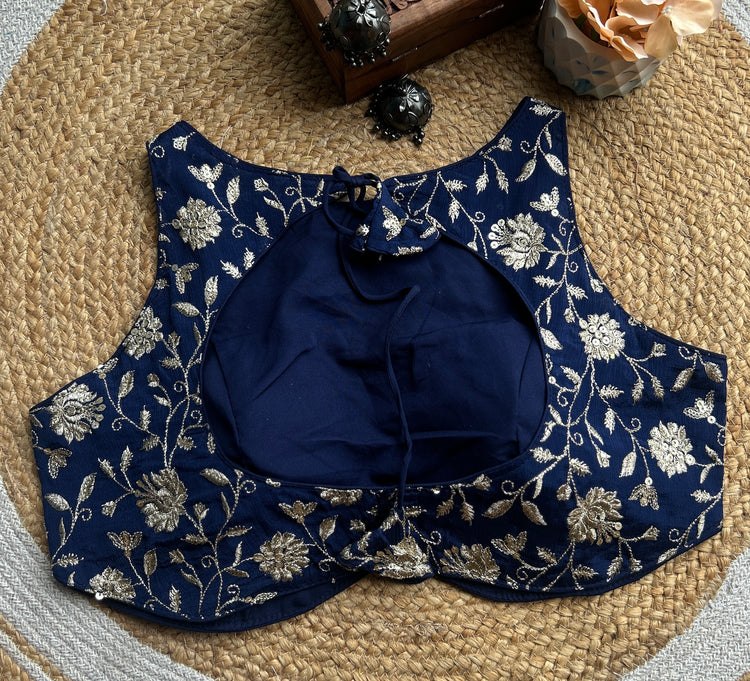 Blue Zari Work Designer Blouse