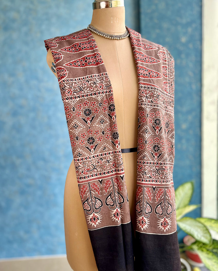 Ajrakh Block Printed Mul Stole