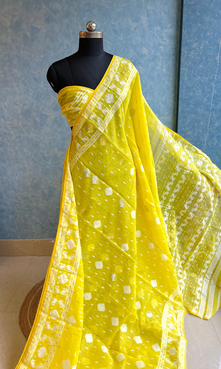 Canary Yellow Dhakai Jamdani
