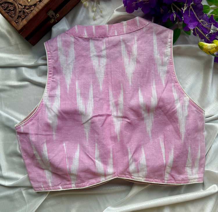 Baby Pink Ikkat Cotton Blouse