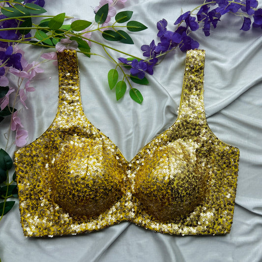 Yellow Sequin Designer Blouse