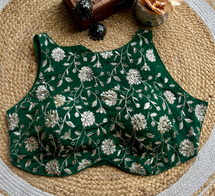 Green Zari Work Designer Blouse