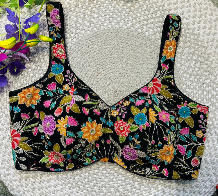 Black Floral Designer Blouse