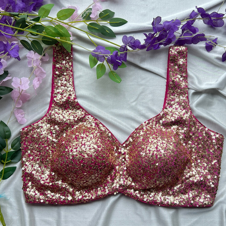 Pink Sequin Designer Blouse