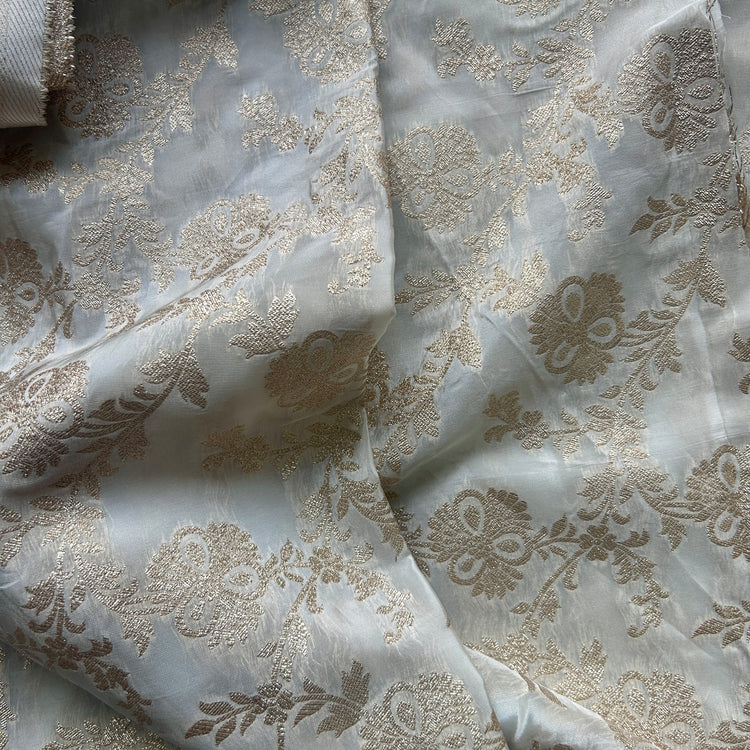 Pure White Crepe Jacqaurd Zari Woven Fabric