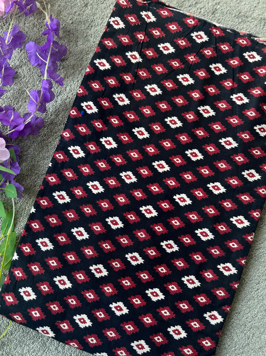 Ikkat Printed Black Cotton Fabric