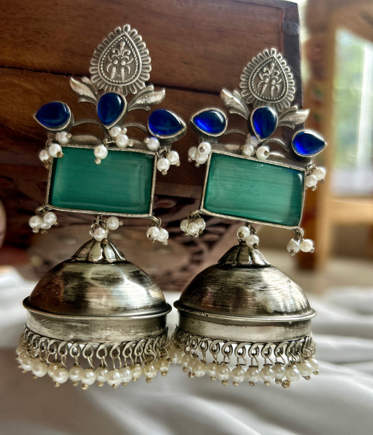 Silver Oxidised Jhumka
