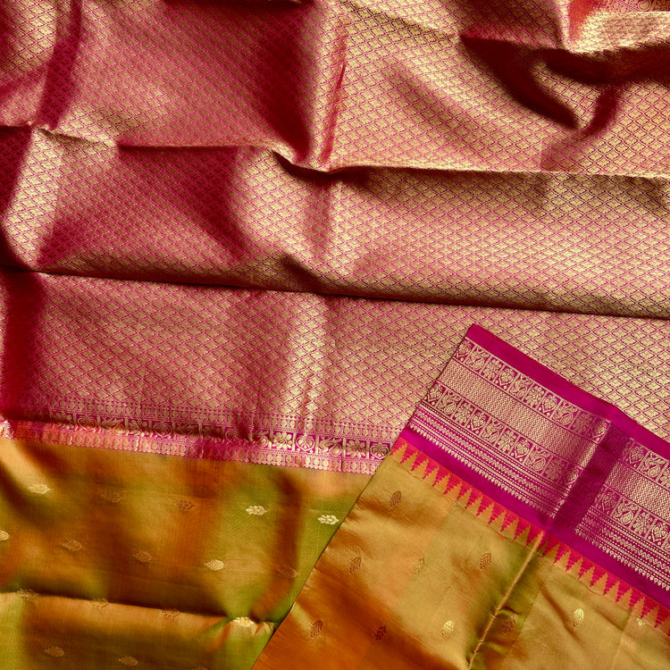 Amber Dual Tone Kuttu Border Kanchi Silk Sario