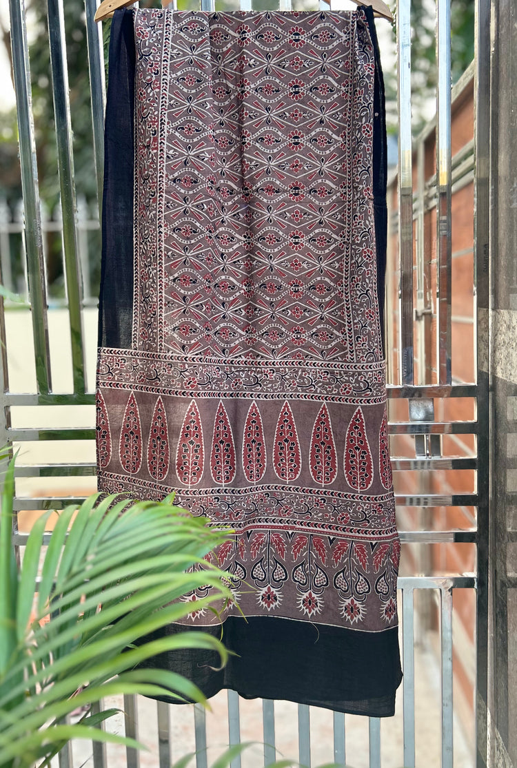 Ajrakh Block Printed Mul Stole