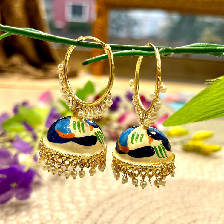 Ivory Hand Painted Jhumka