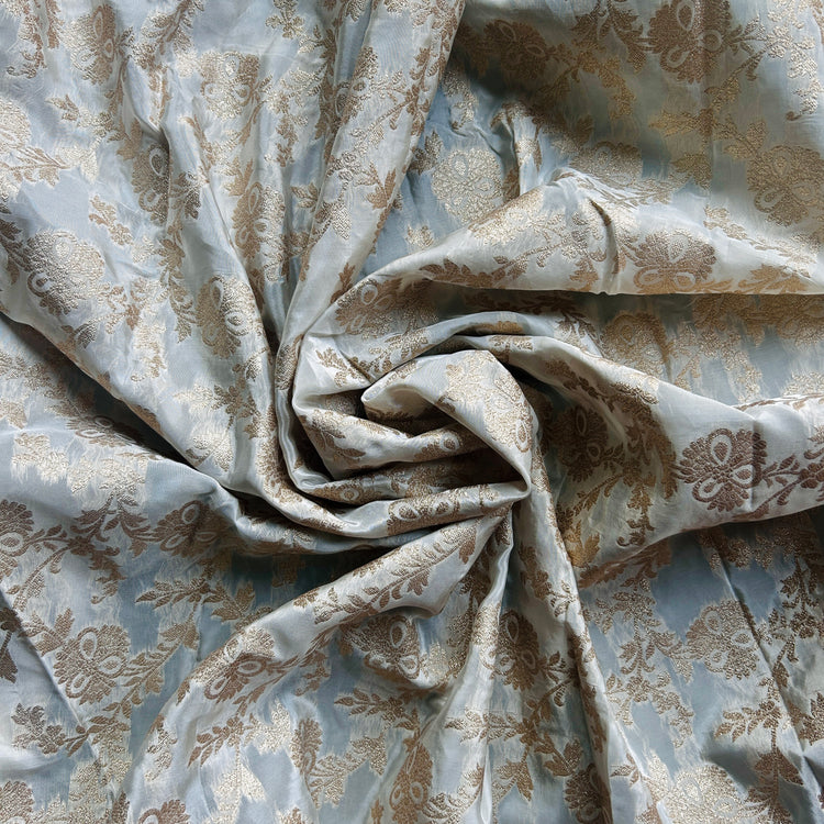 Pure White Crepe Jacqaurd Zari Woven Fabric