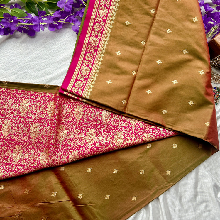 Olive Soft Silk Sareei