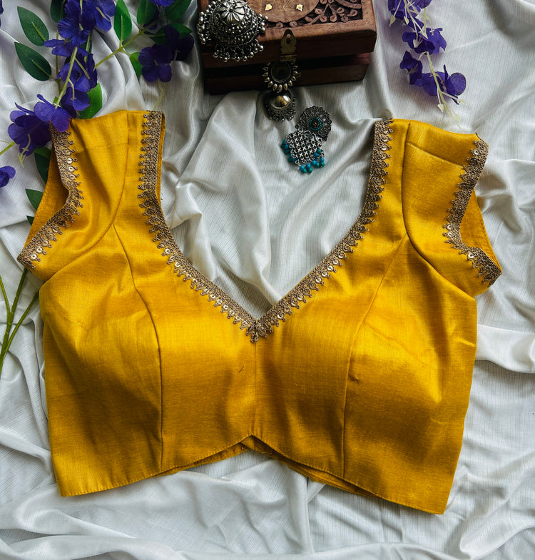 Yellow Tissue Designer Blouse