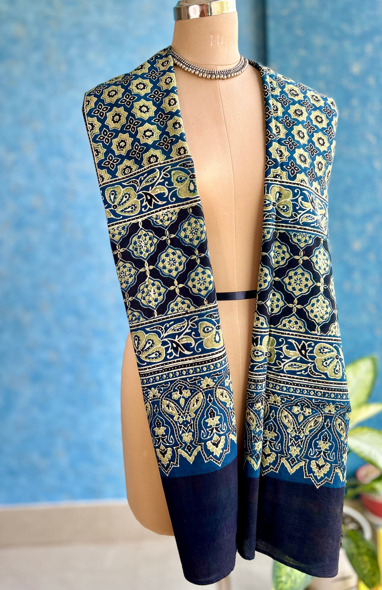 Ajrakh Block Printed Mul Stole