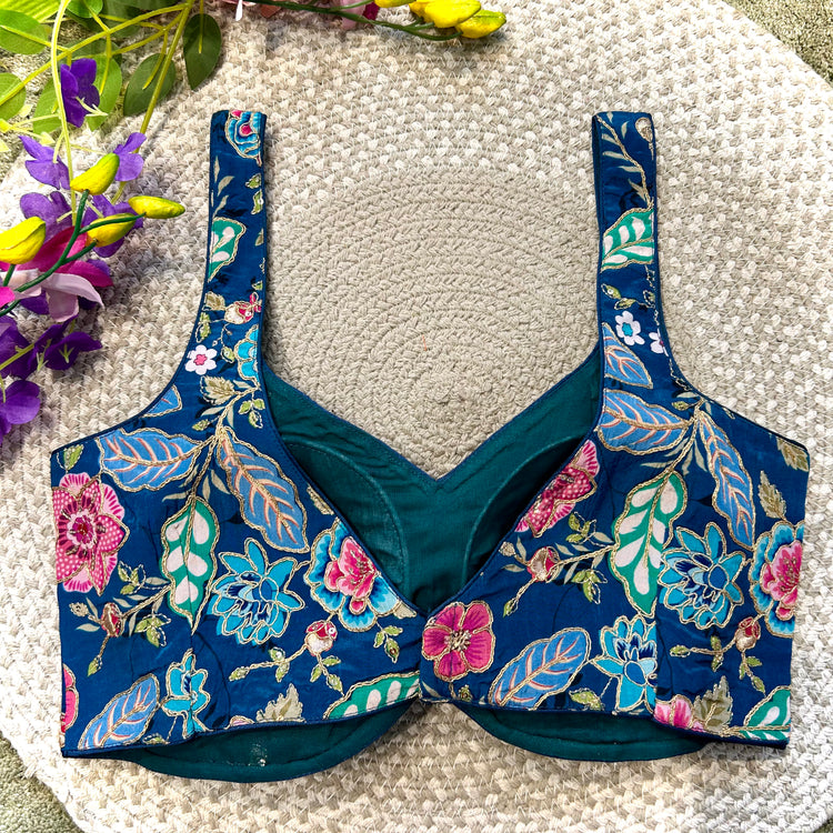 Cerulean Floral Designer Blouse