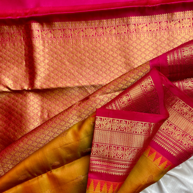 Amber Dual Tone Kuttu Border Kanchi Silk Sario
