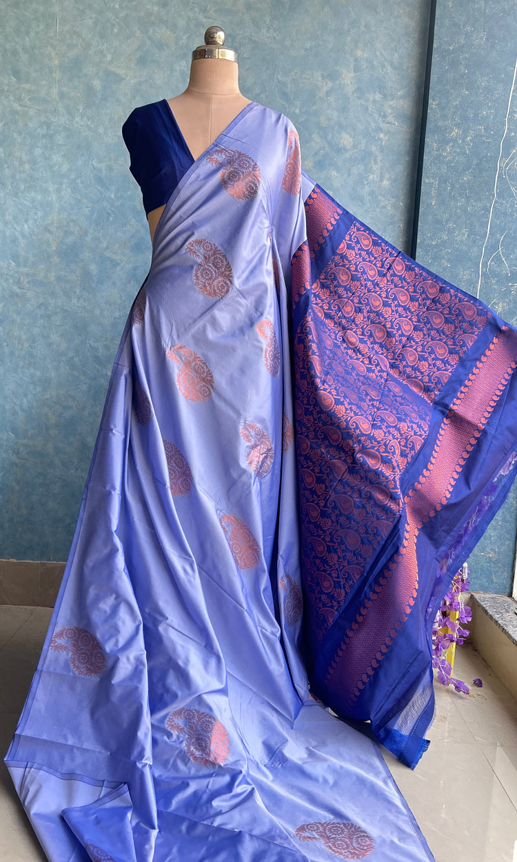 Lilac Kanchi Silk Saree