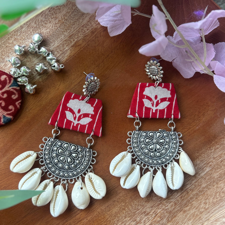 Silver Plated Oxidised Contemporary Drop Earrings