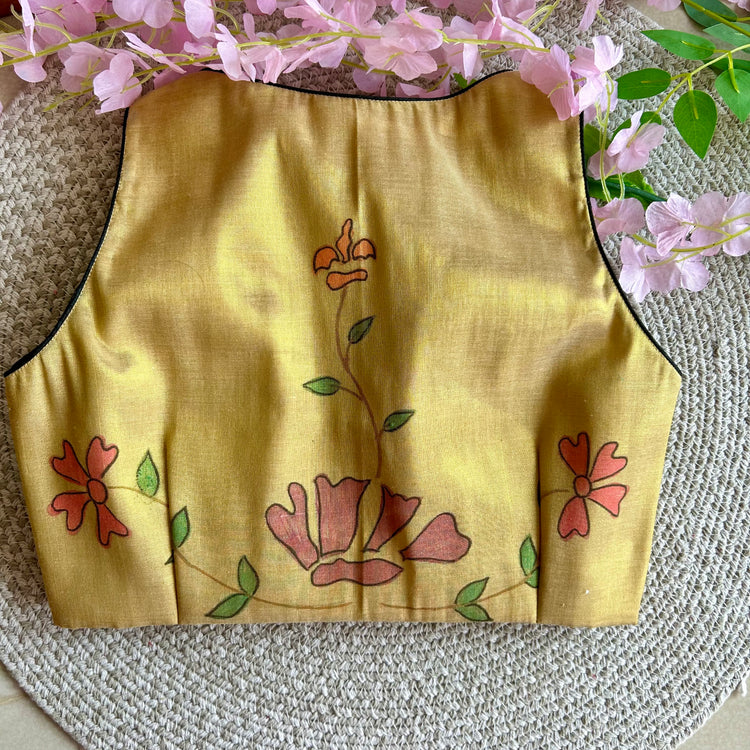 Golden HandPainted Designer Blouse
