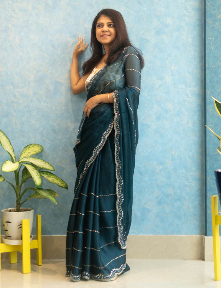 Prussian Hand Embroidery on Jimmy Choo Sari