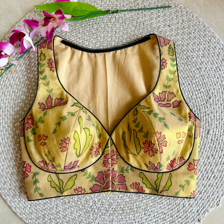 Golden HandPainted Designer Blouse