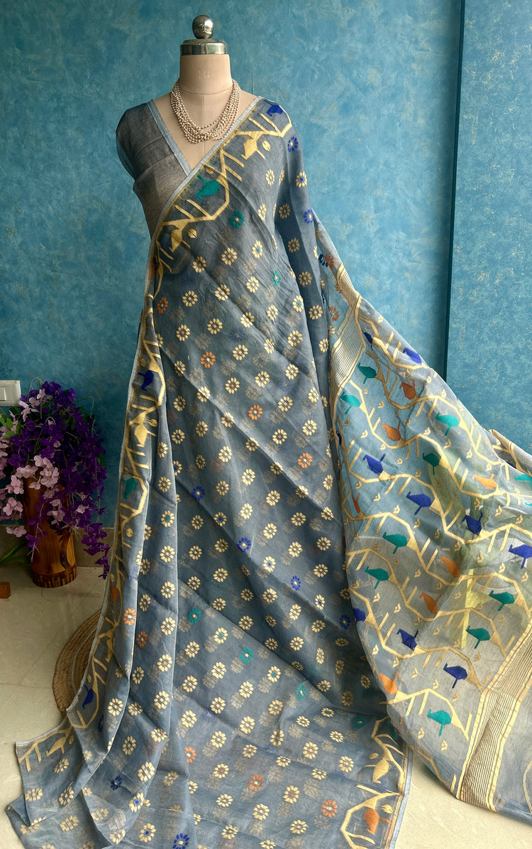 Grey Soft Dhakai Jamdani