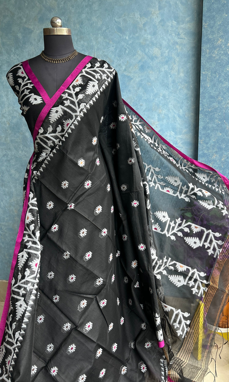 Black Handloom Jamdani Saree