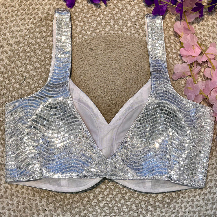 Silver Sequin Designer Blouse