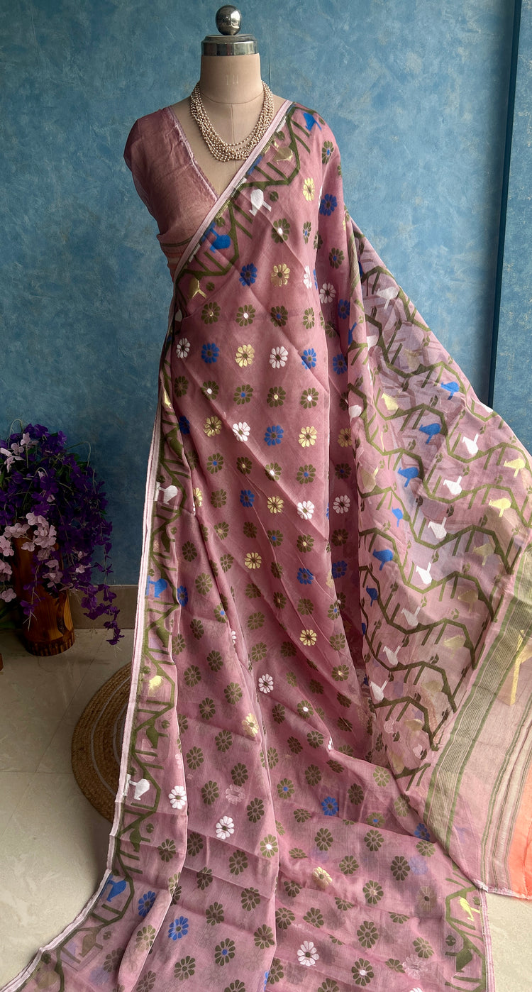 Light Mauve Soft Dhakai Jamdani