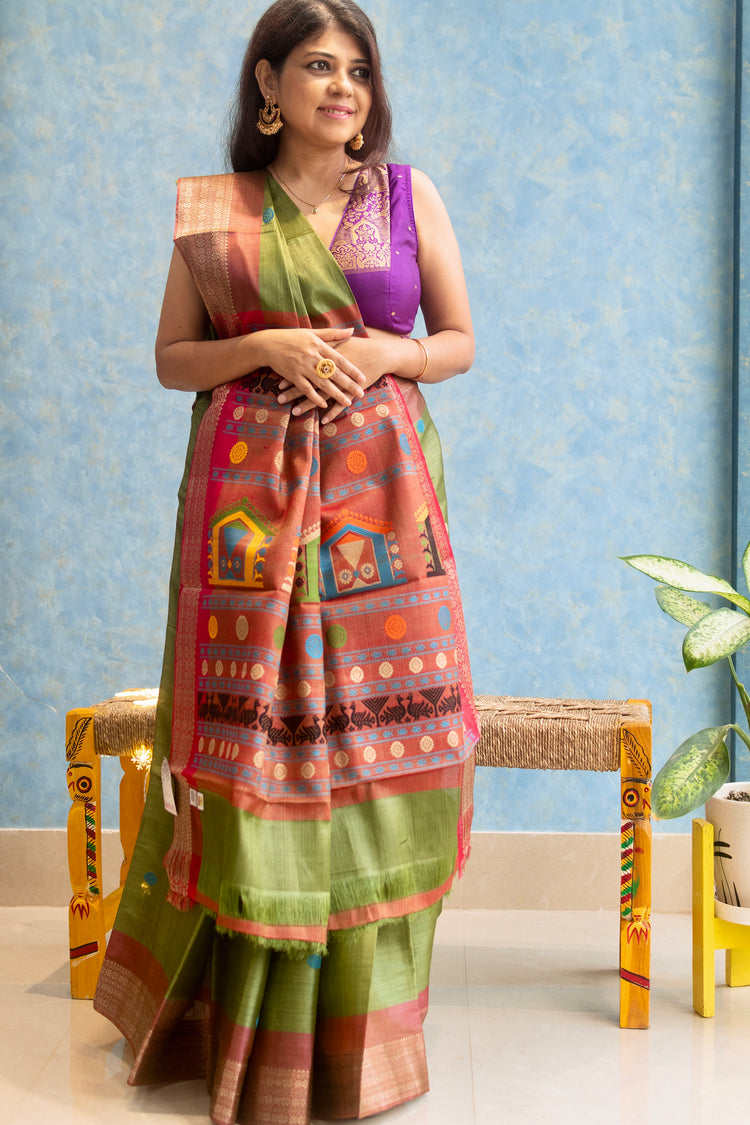 Olive Dolabedi Pure Tusser Silk