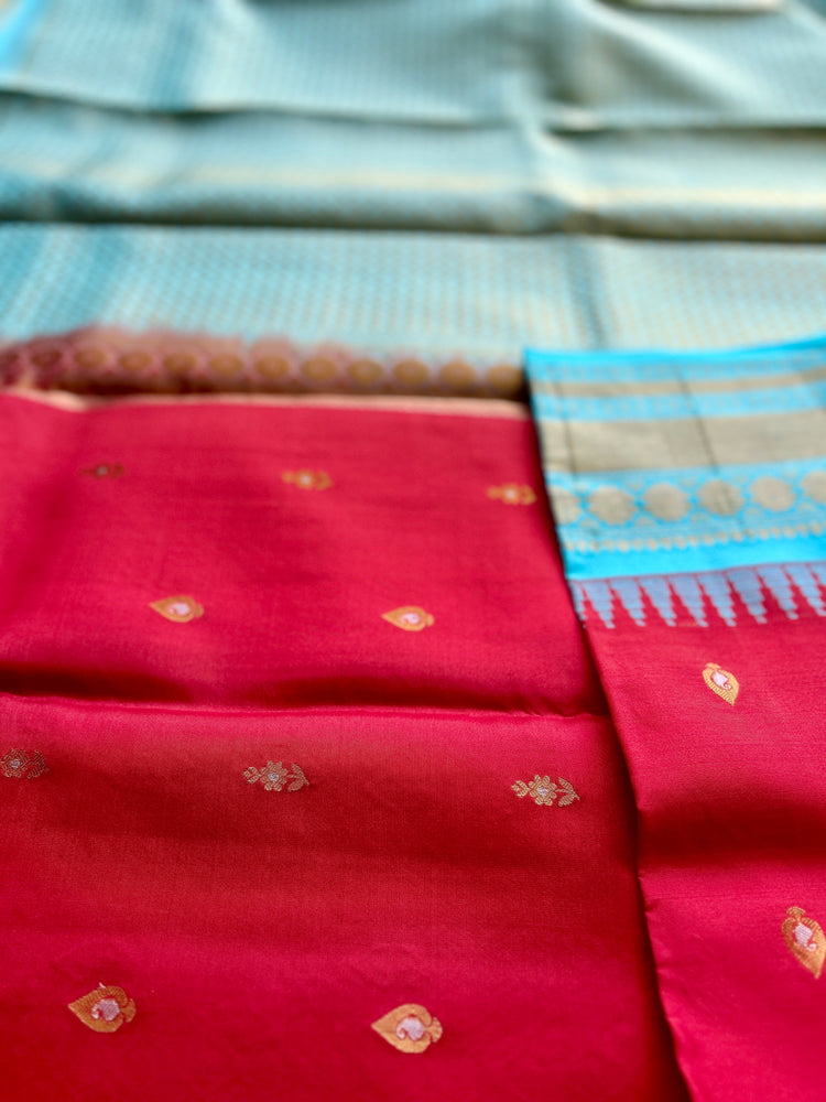 Red Kuttu Border Kanchi Silk Sari
