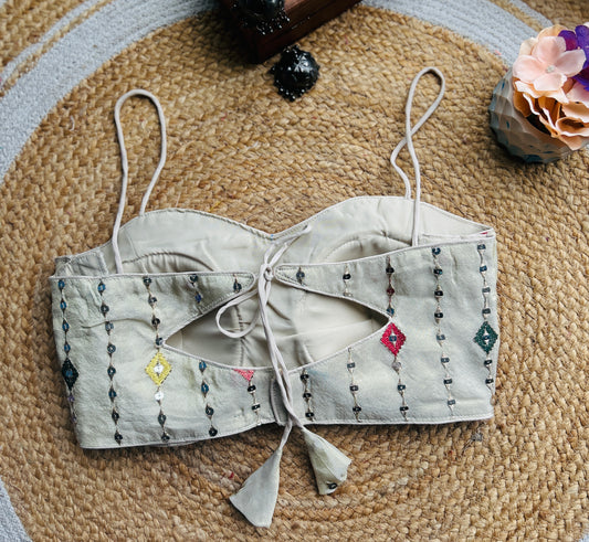 Golden White Tissue Silk Designer Blouse