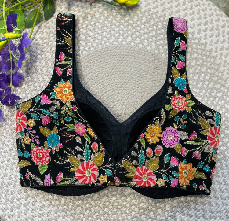 Black Floral Designer Blouse