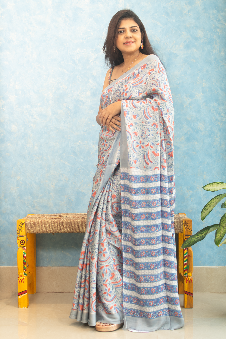SCREEN PRINT MODAL SILK SARI