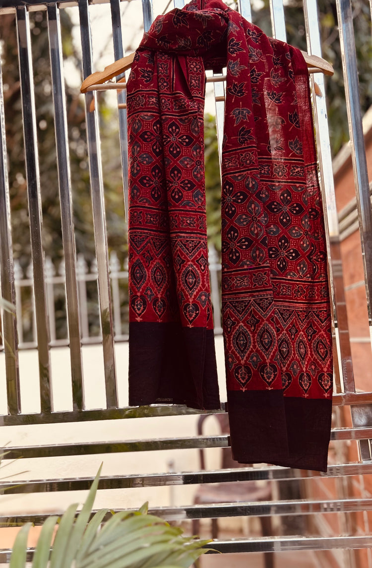 Ajrakh Block Printed Mul Stole