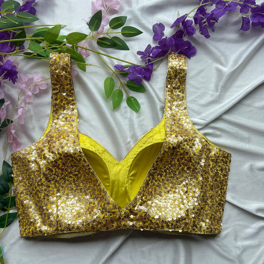 Yellow Sequin Designer Blouse