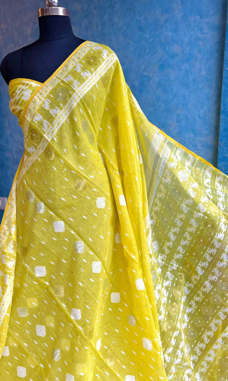 Canary Yellow Dhakai Jamdani