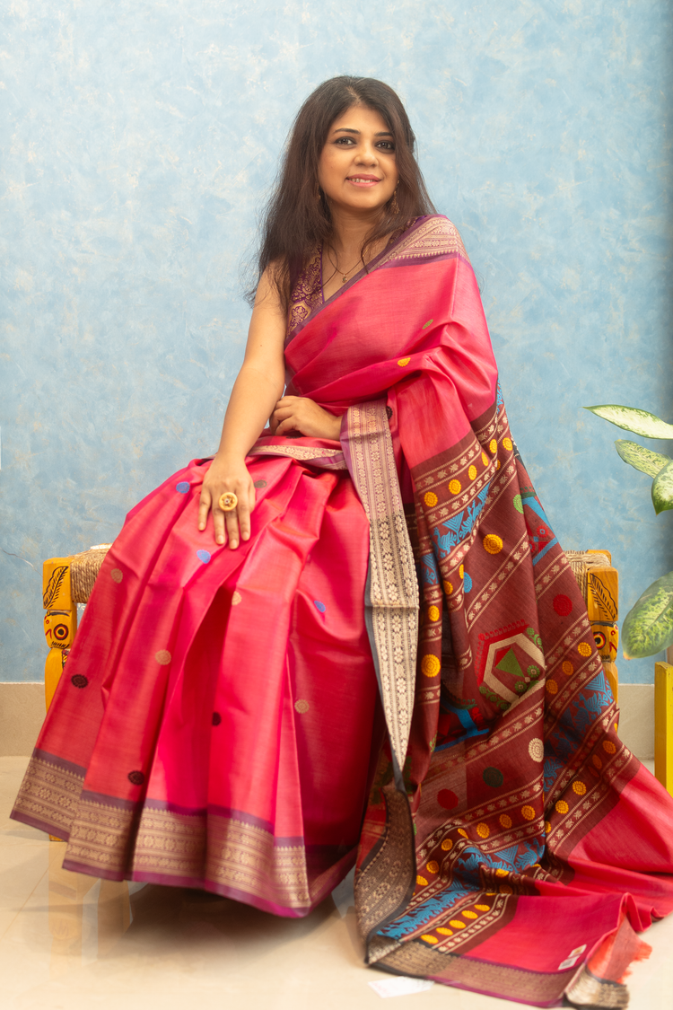 Pink Dolabedi Pure Tusser Silk