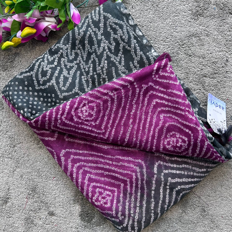 Haze Magenta With Deep Bandhni Printed Spun Chanderi Sari