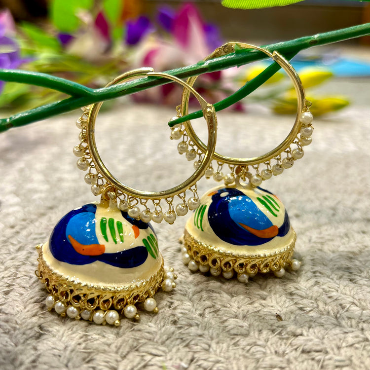 Ivory Hand Painted Jhumka