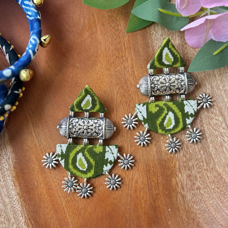 Handcrafted Ajrakh Fabric Earrings