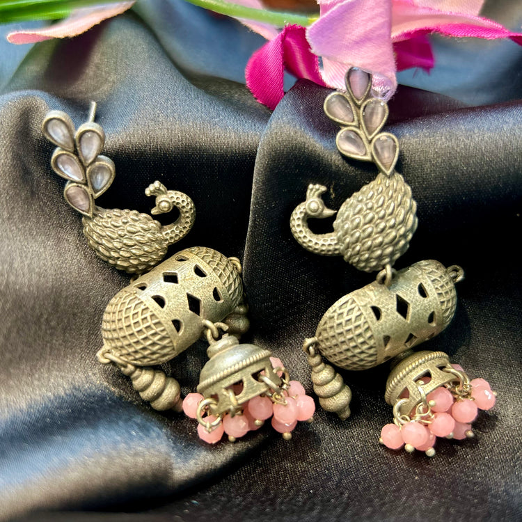 Black polished Silver Oxidised Earrings