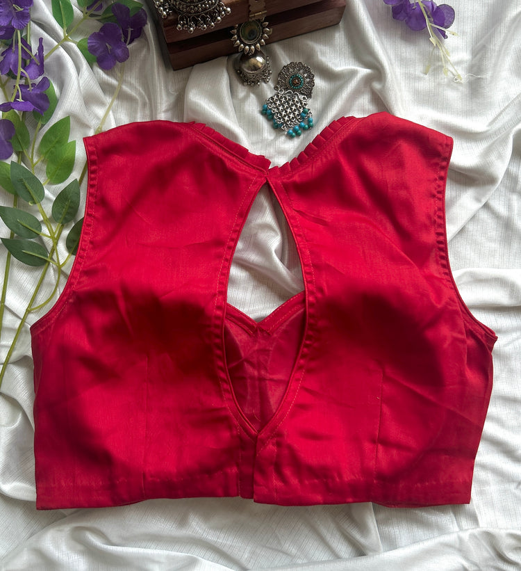 Red Cotton Designer Blouse