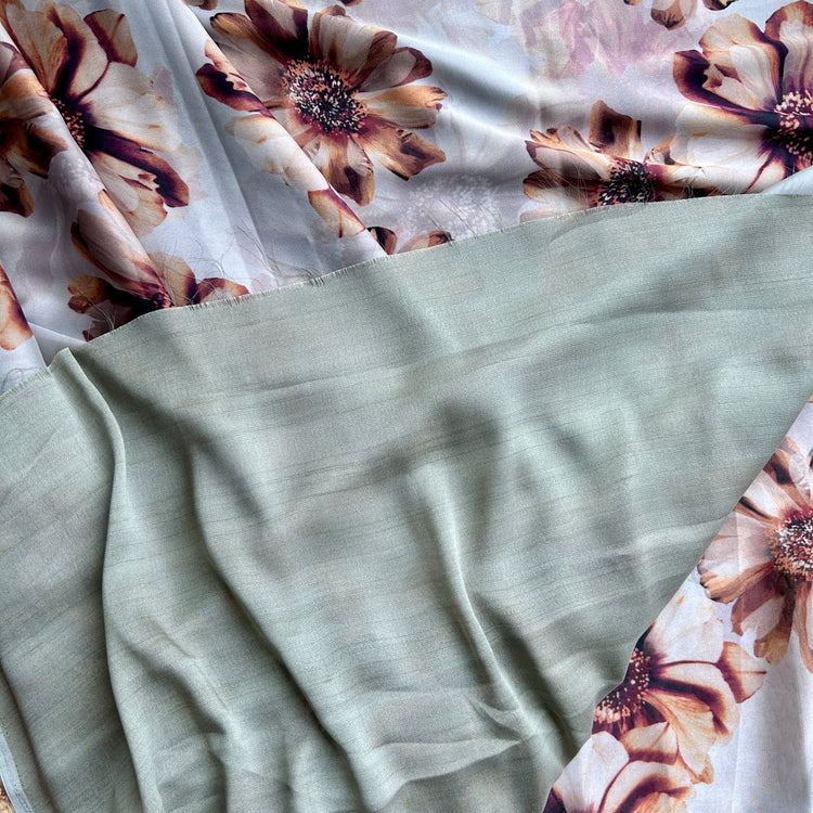 Healing Aloe Crepe Chiffon Vintage  Printed Saree