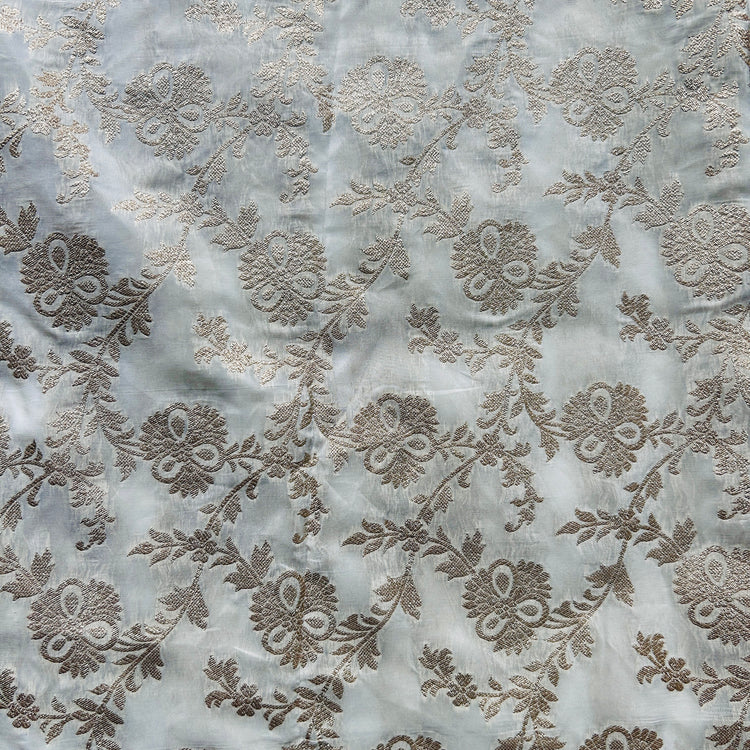 Pure White Crepe Jacqaurd Zari Woven Fabric