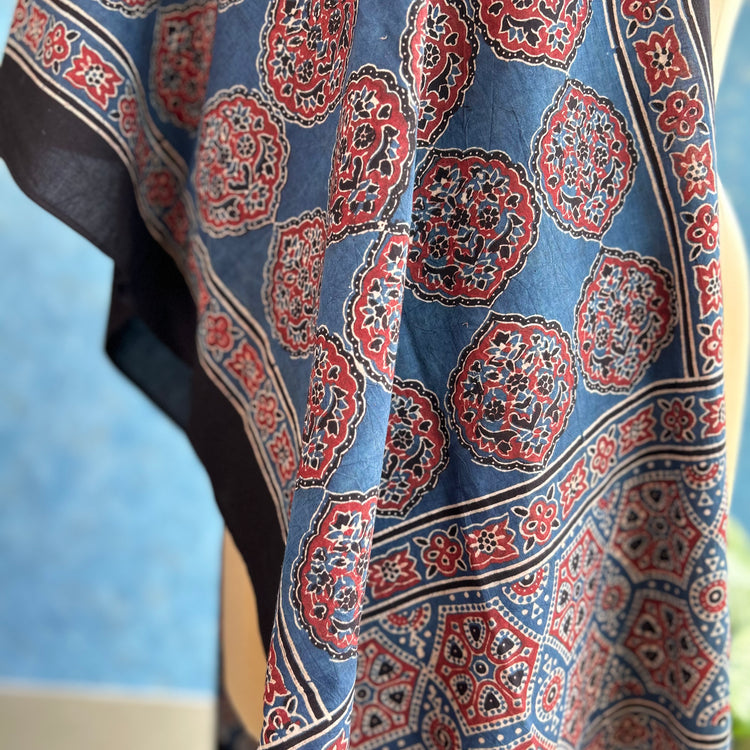 Ajrakh Block Printed Mul Stole