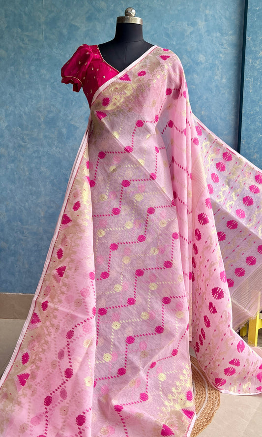 Soft Pink Pure Jamdani