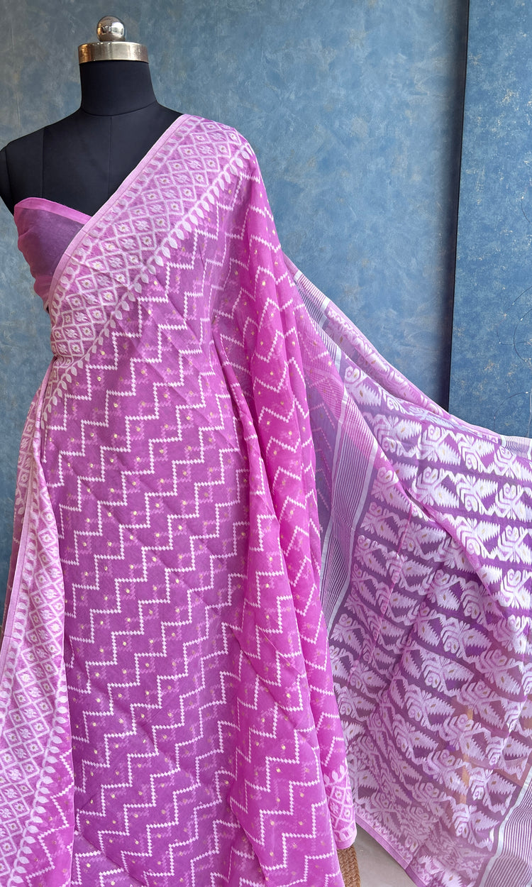 Neon Pink Dhakai Jamdani